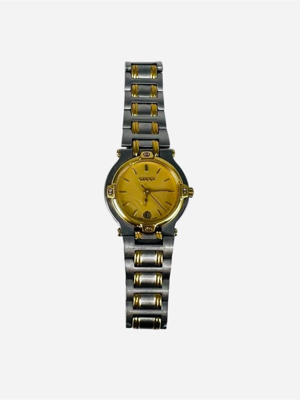 Gucci 9000L Two-Tone 25mm Gold Dial Stainless Steel Bracelet Watch